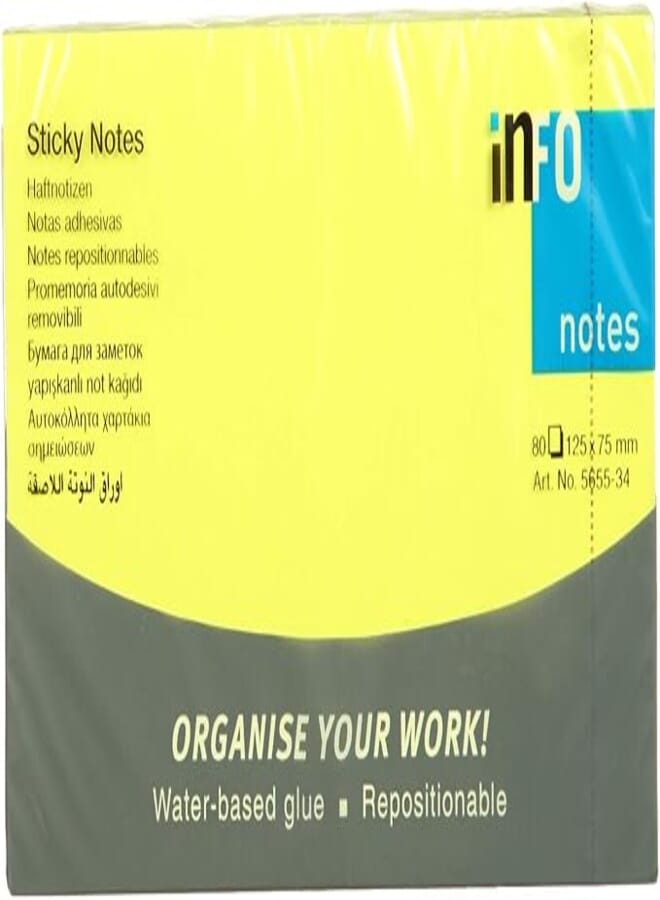 Info Sticky Notes 5655-34, 125x75mm, 80 Sheets, Yellow